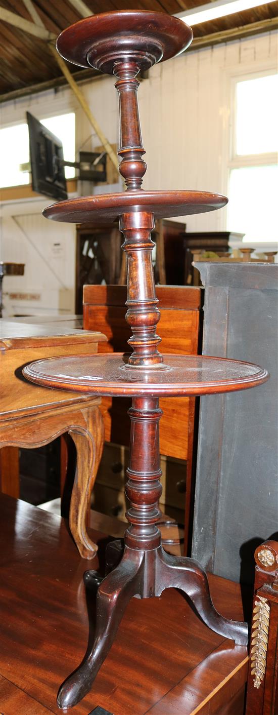 Circular inlaid mahogany 3 tier whatnot